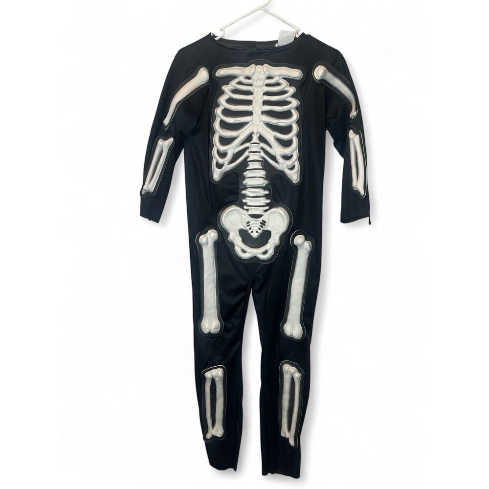 Fun World KId Skeleton Costume 8-10‎ Medium Mask Gloves Shoe Cover Halloween